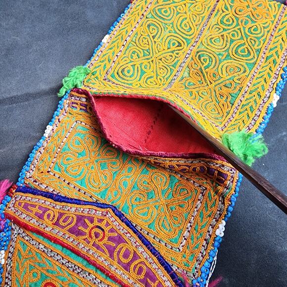 Kuchi Embroidered Pouch Wallet Central Asian Handmade Beaded Tassels - Picture 7 of 9